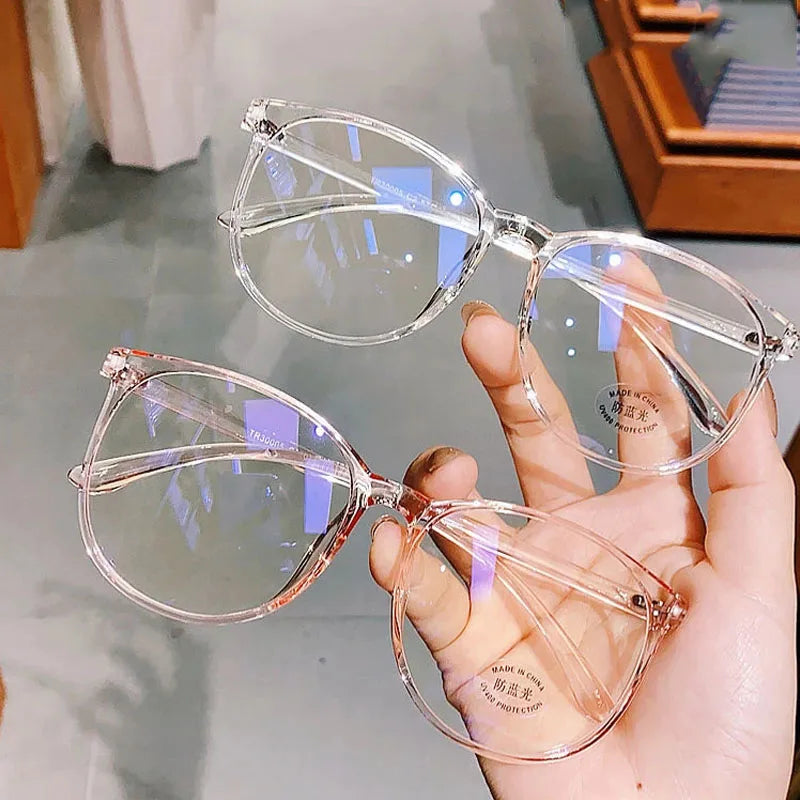 Transparent Frame Anti Blue light Vintage Optical Plain Spectacles