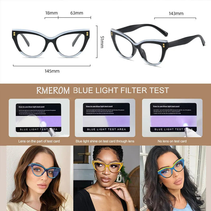 Oversized Anti Blue Light Blocking Trendy Eyeglasses