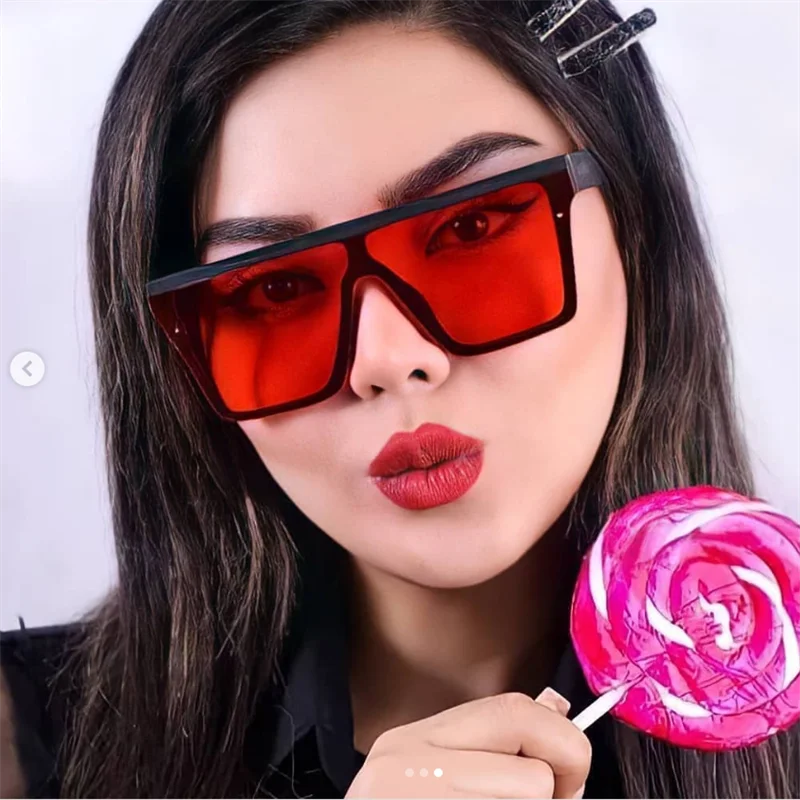 Fashion Trendy Flat Top Square Sunglasses Oversized Shades