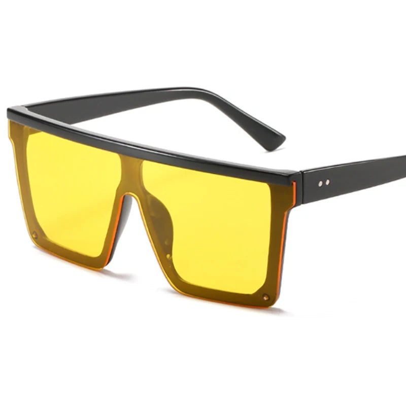 Fashion Trendy Flat Top Square Sunglasses Oversized Shades