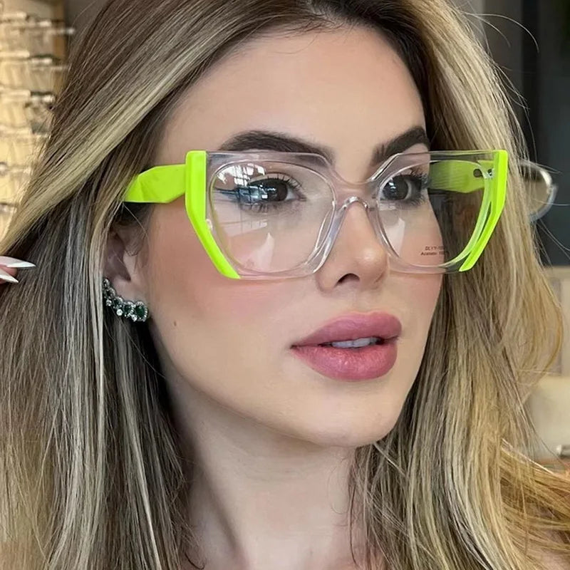 Fluorescent Cat Eye Glasses Anti Blue Light Color Blocking