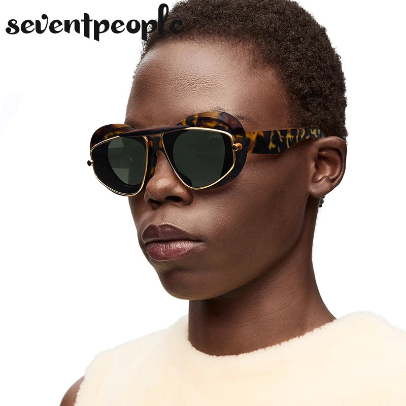 Double Frame Geometric Cat Eye Shades Eyewear