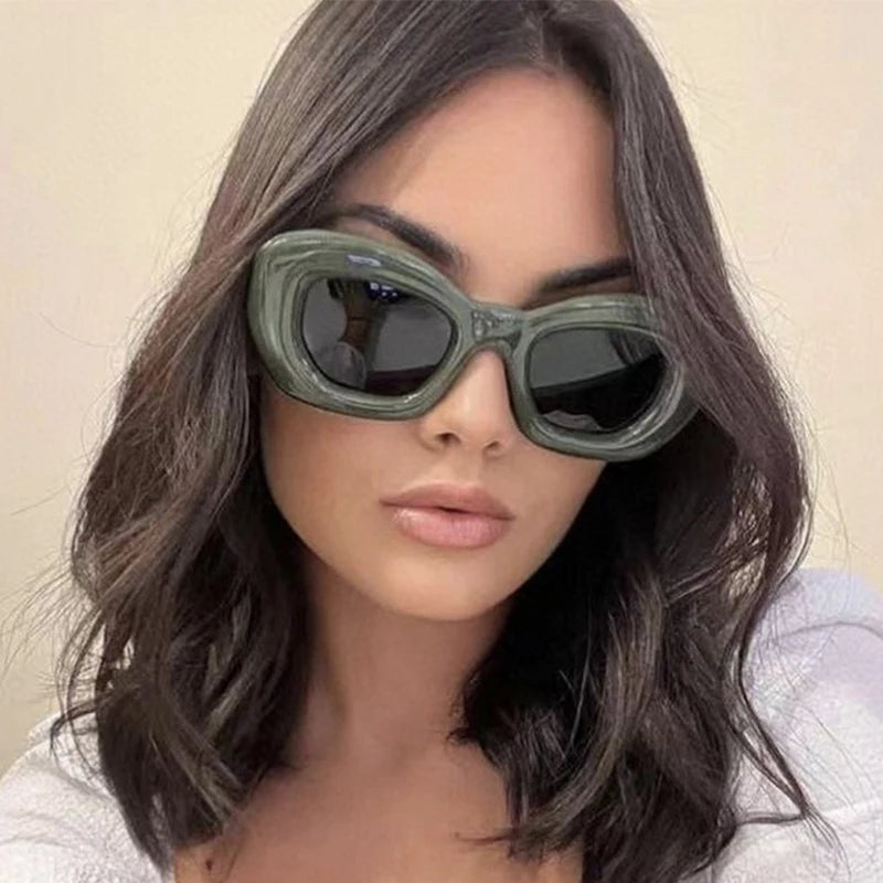 New Fashion Oval Green Round Frame Colorful Shades Eyewear