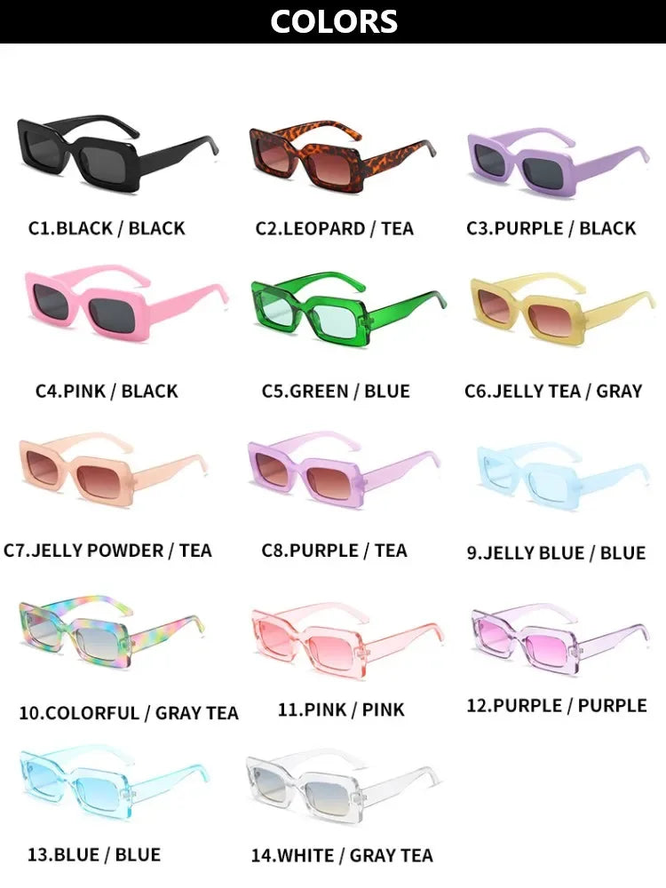 Fashion Vintage Rectangle Frame Purple Pink Square Glasses