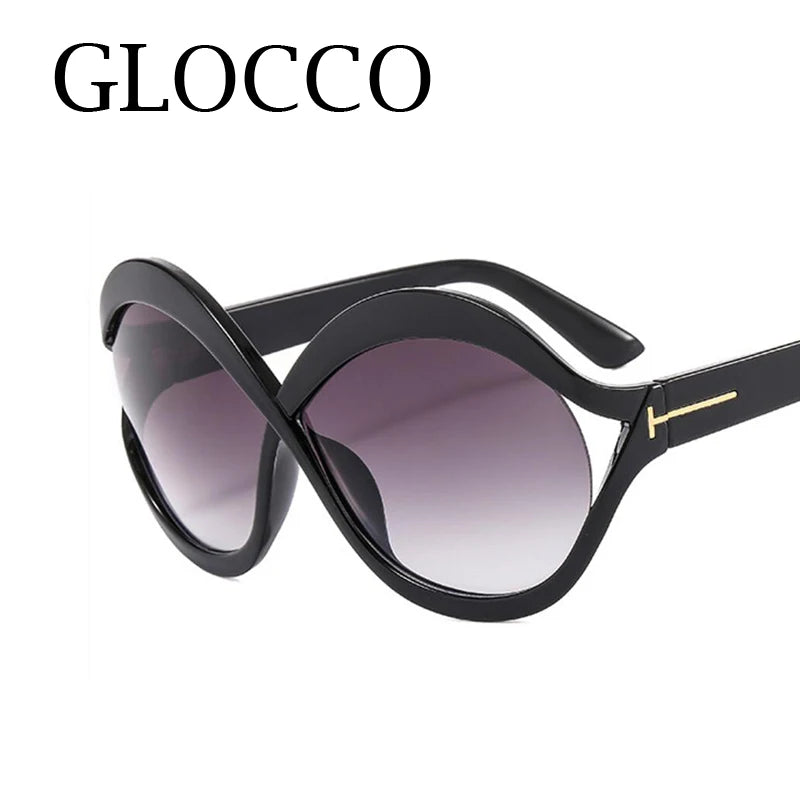 Unique Black Gradient Oversized Sunglasses Eyewear Shades